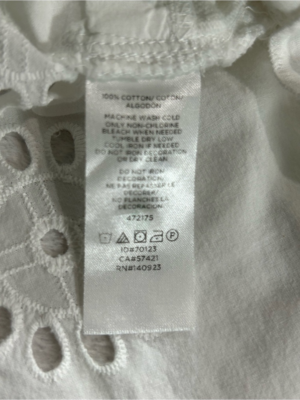 Ann Taylor Loft Women's Sz S White Eyelet Tank Top Summer Vacation 100% Cotton - Picture 5 of 5
